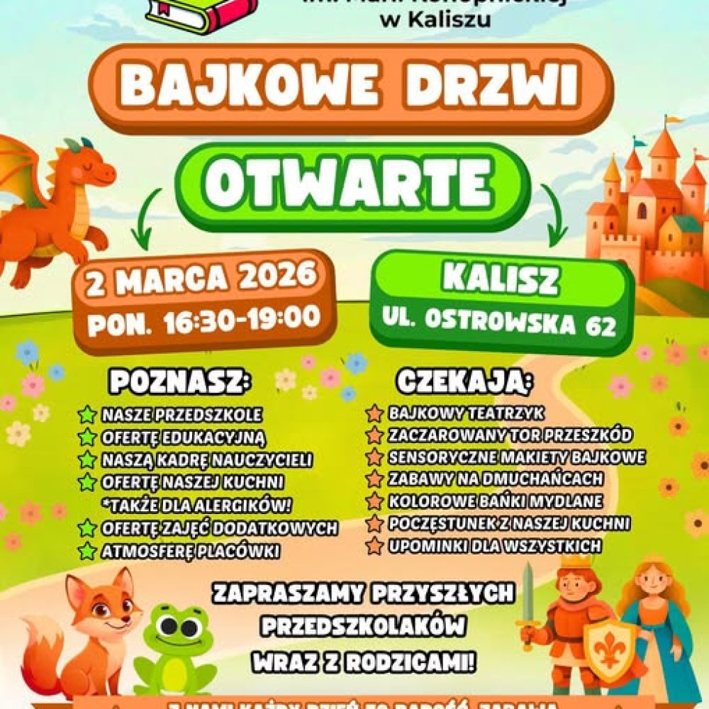 💚 Zapraszamy na Drzwi Otwarte – 02.03.2026r. (poniedziałek) 16:30-19:00 🤩