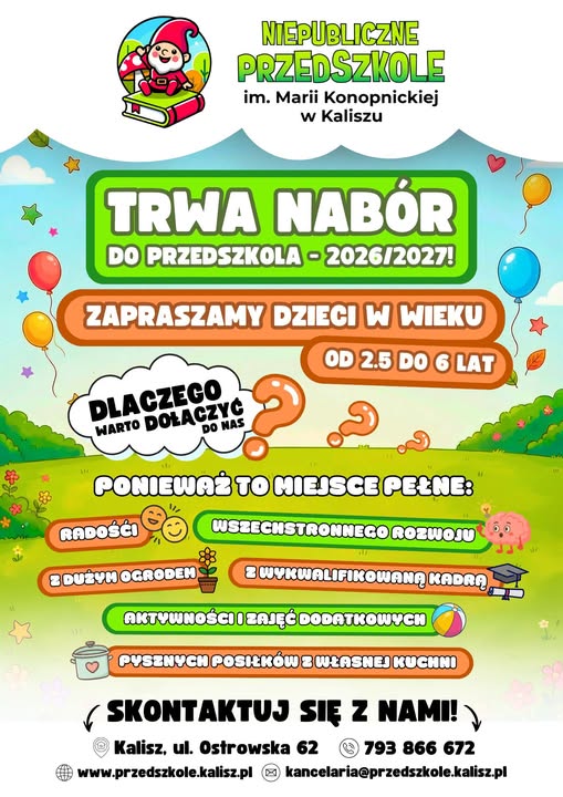 You are currently viewing 🏠 NABÓR na nowy rok 2026/2027 🧸 Zapraszamy 🎈