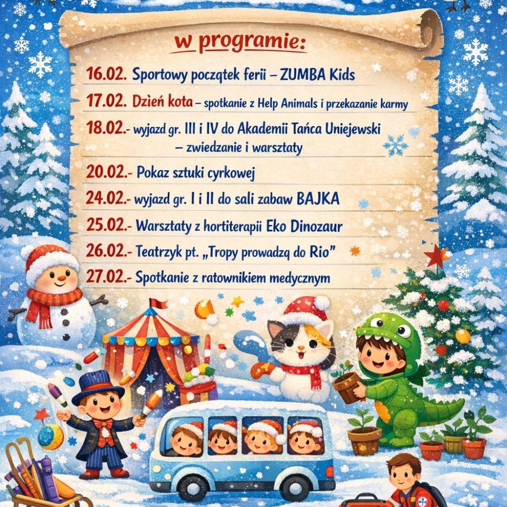 Ferie zimowe z naszym przedszkolem